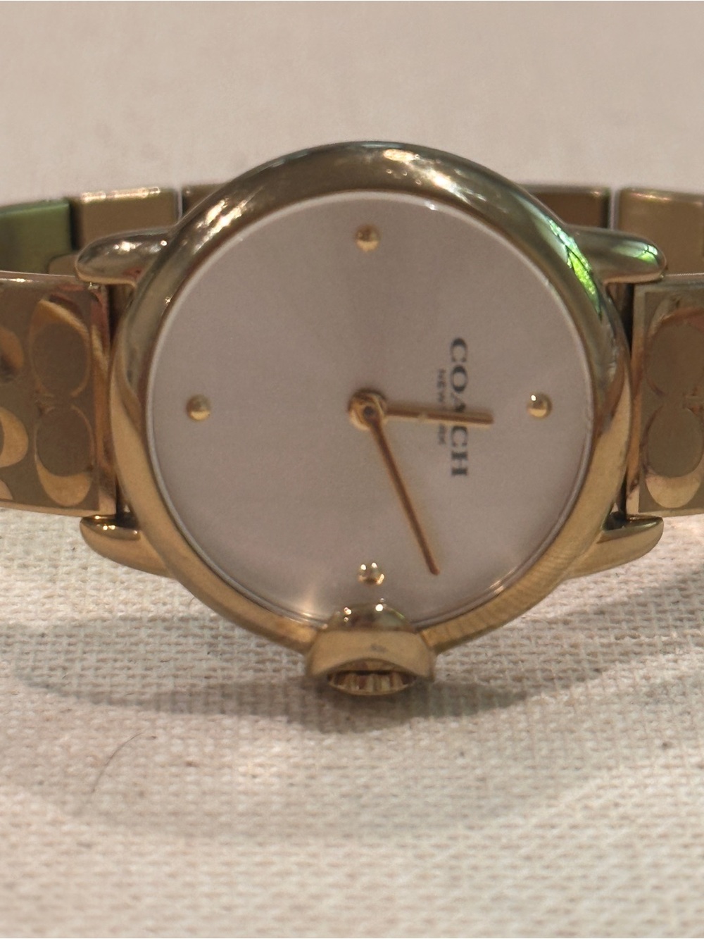 Coach Gold-Tone Signature Link Bracelet Watch with White Dial - Picture 10 of 14